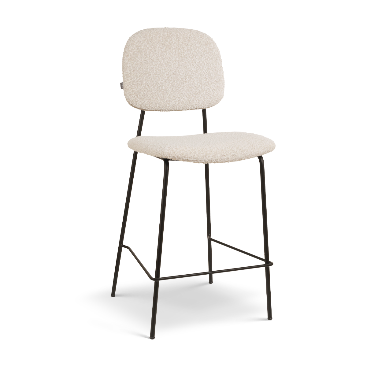 Barkruk Jasmijn bouclé beige - zwart onderstel H65