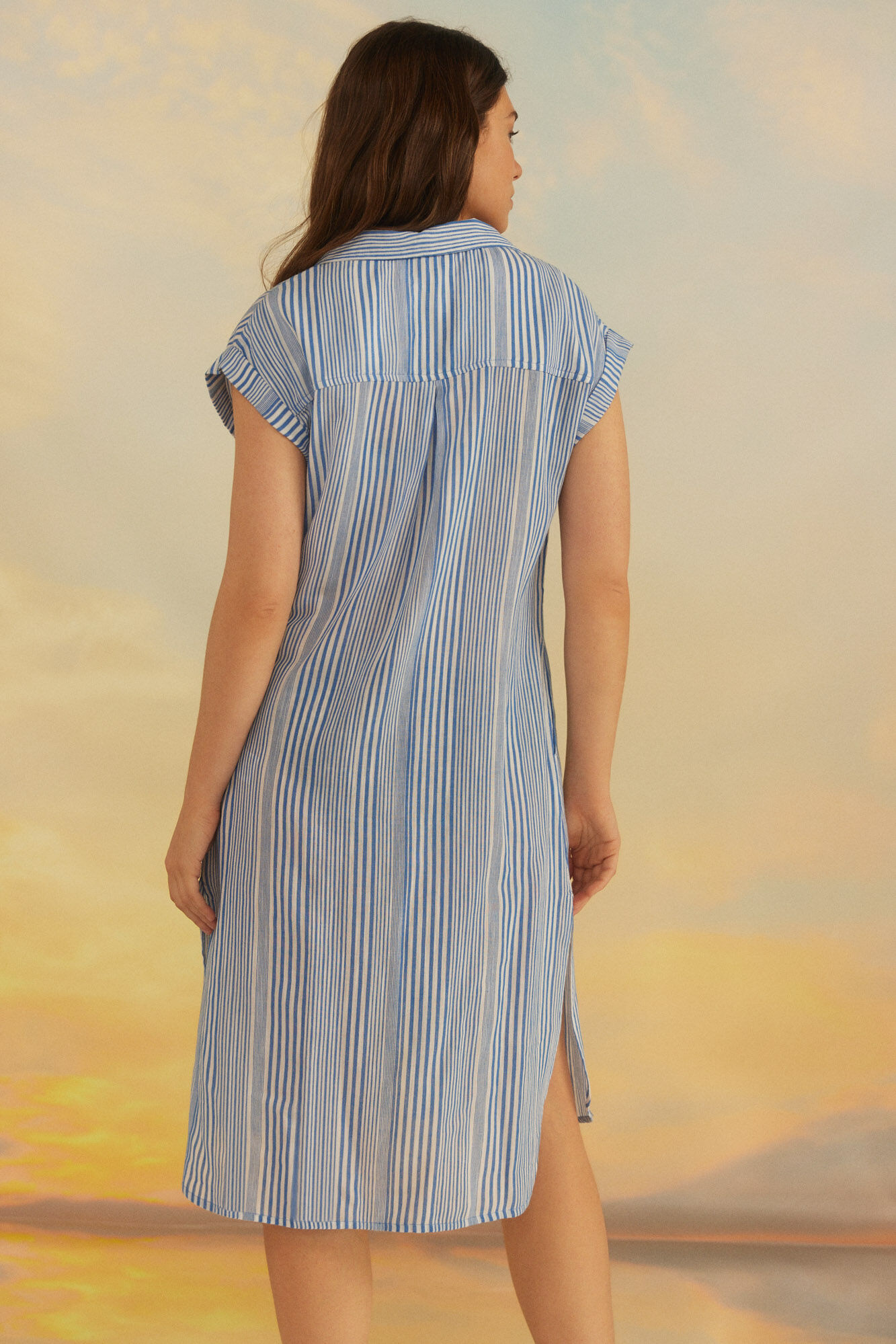 Caftan longo bordado - Estampa azul