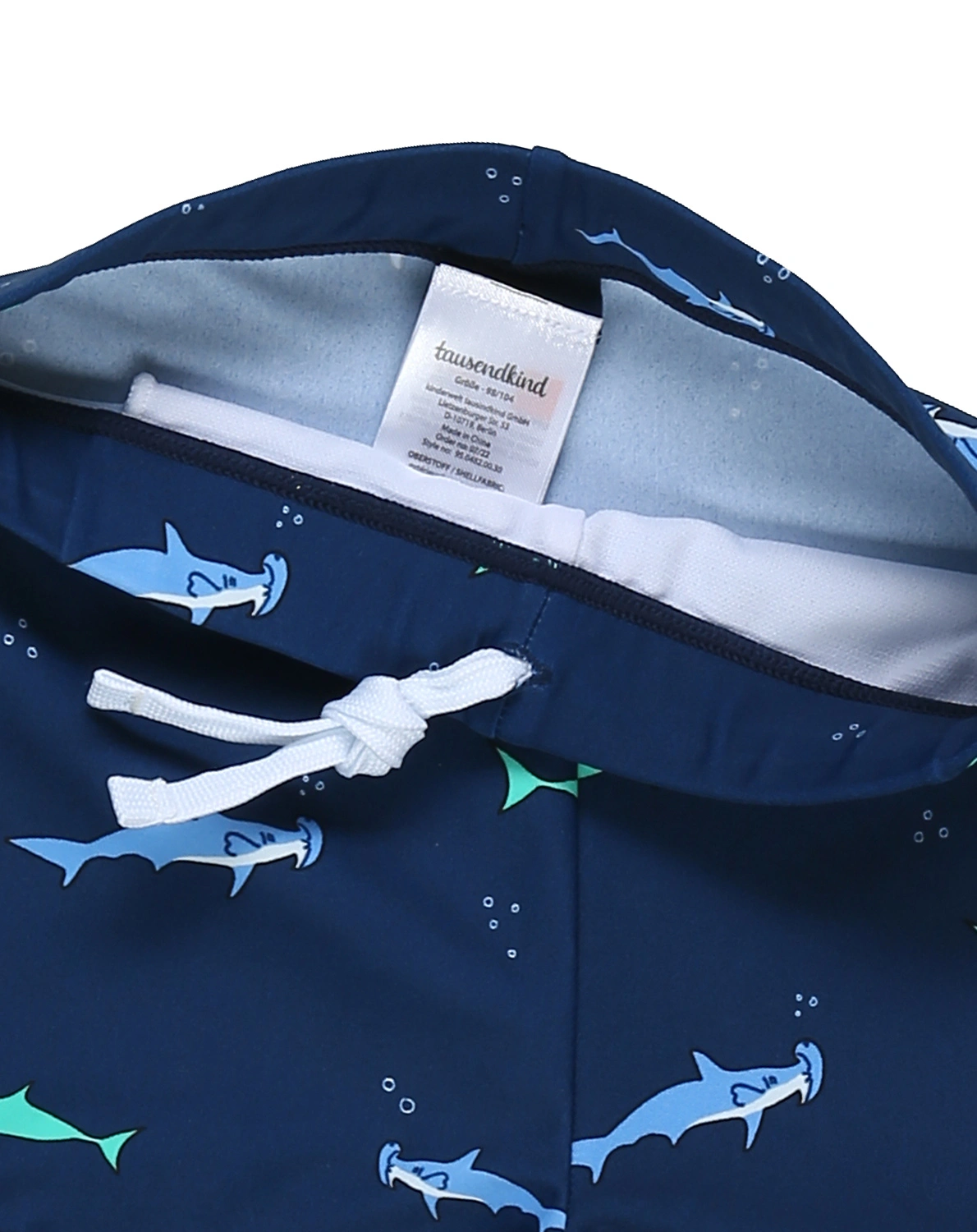 Schwimmshirt HAI mit Hose gestreift in hellblau/weiß