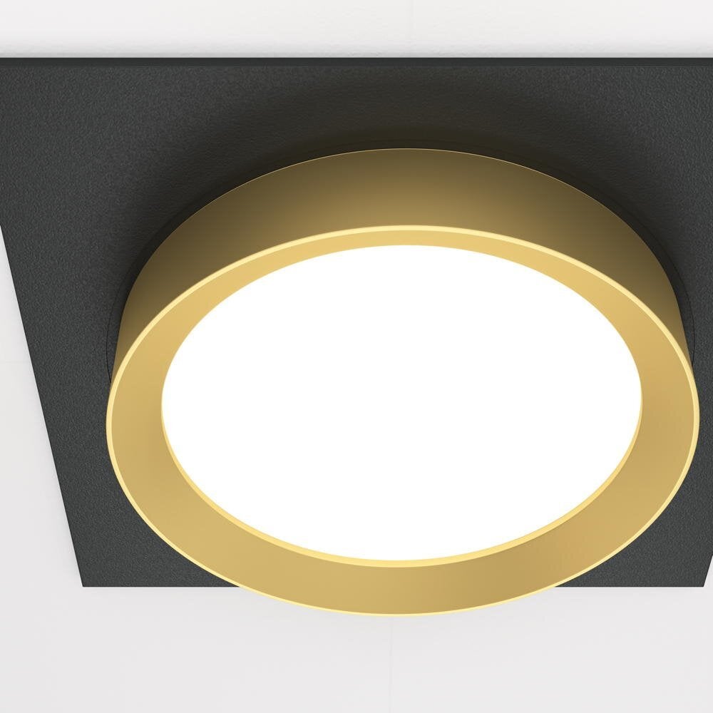 Hoop inbouwplafondlamp in zwart en goud GX53 vierkant