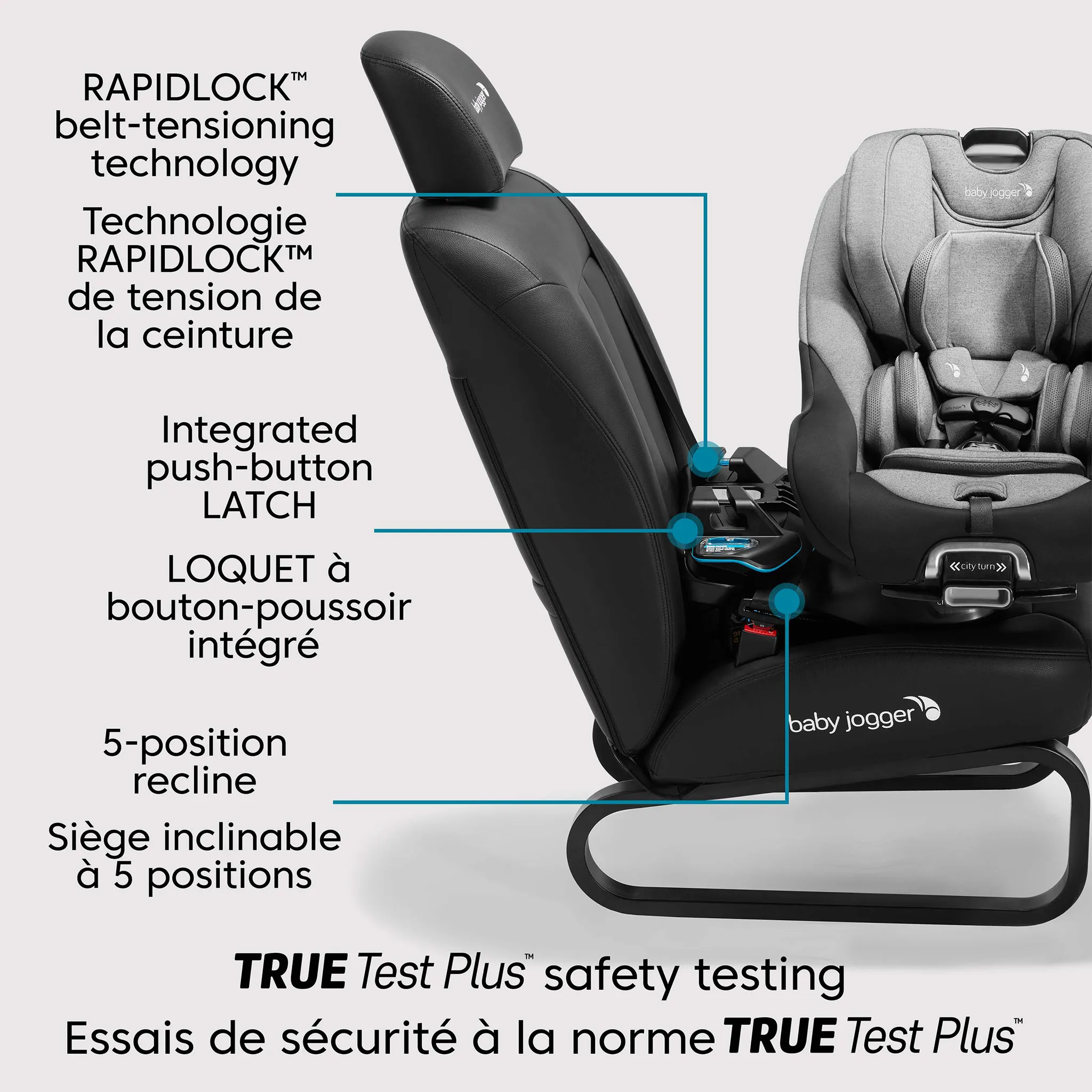 Baby Jogger Siège d'Auto City Turn™ Rotating Convertible 4-65lb - Paloma Greige