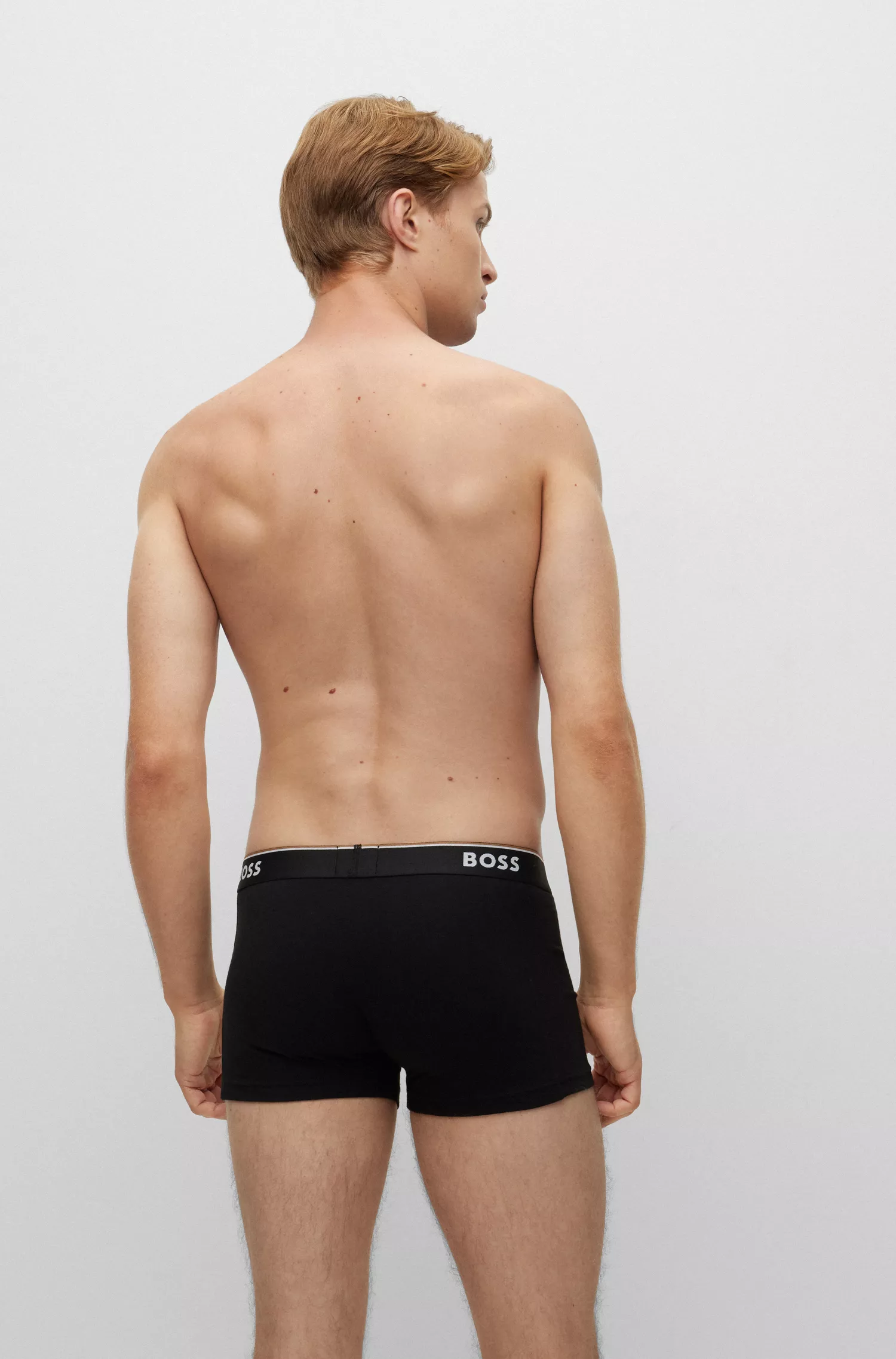 BOSS Black - Pacote com três cuecas boxer de algodão elástico com cós com logotipo.