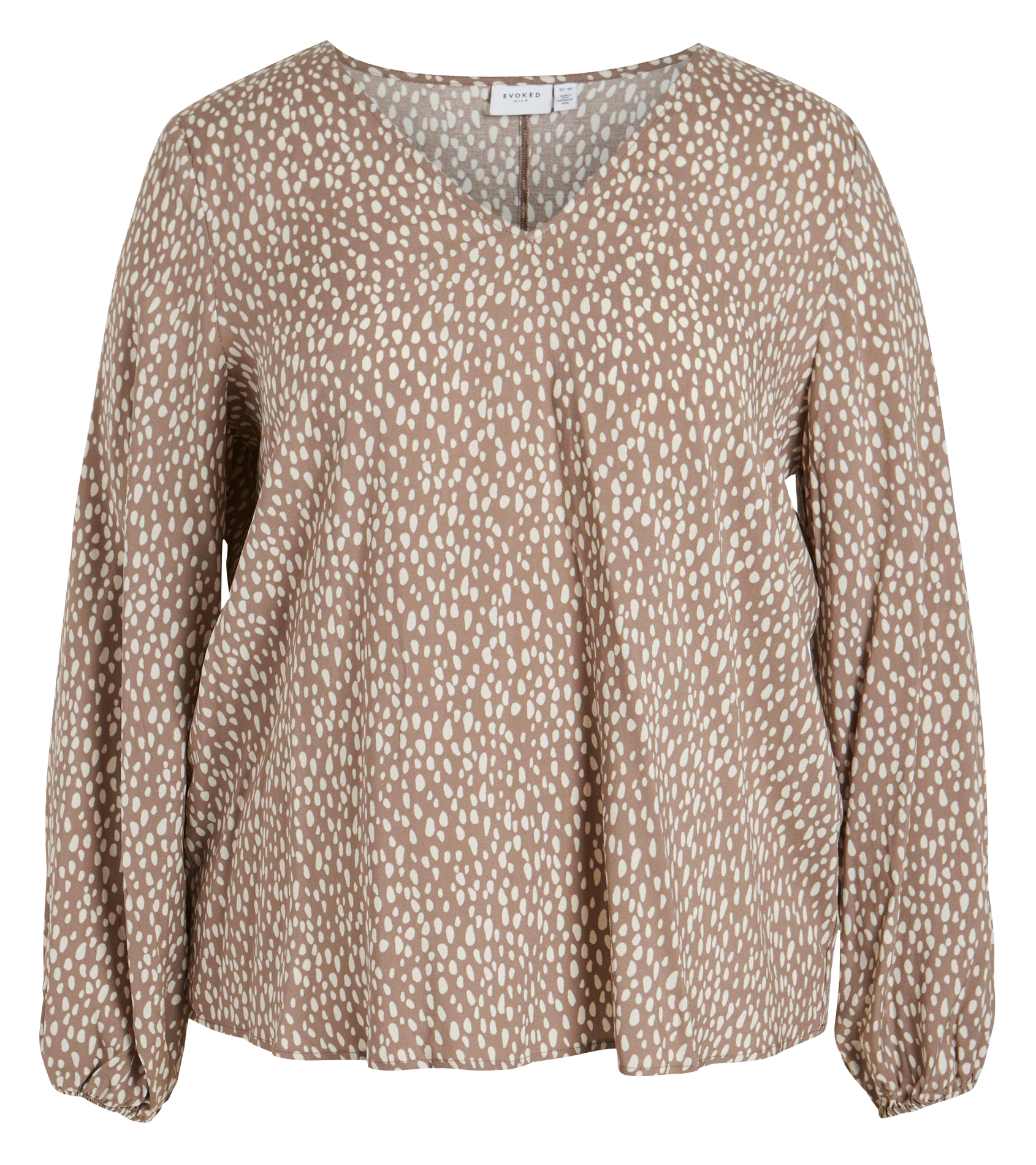 PAYA - Top fluide col V imprimé| Beige