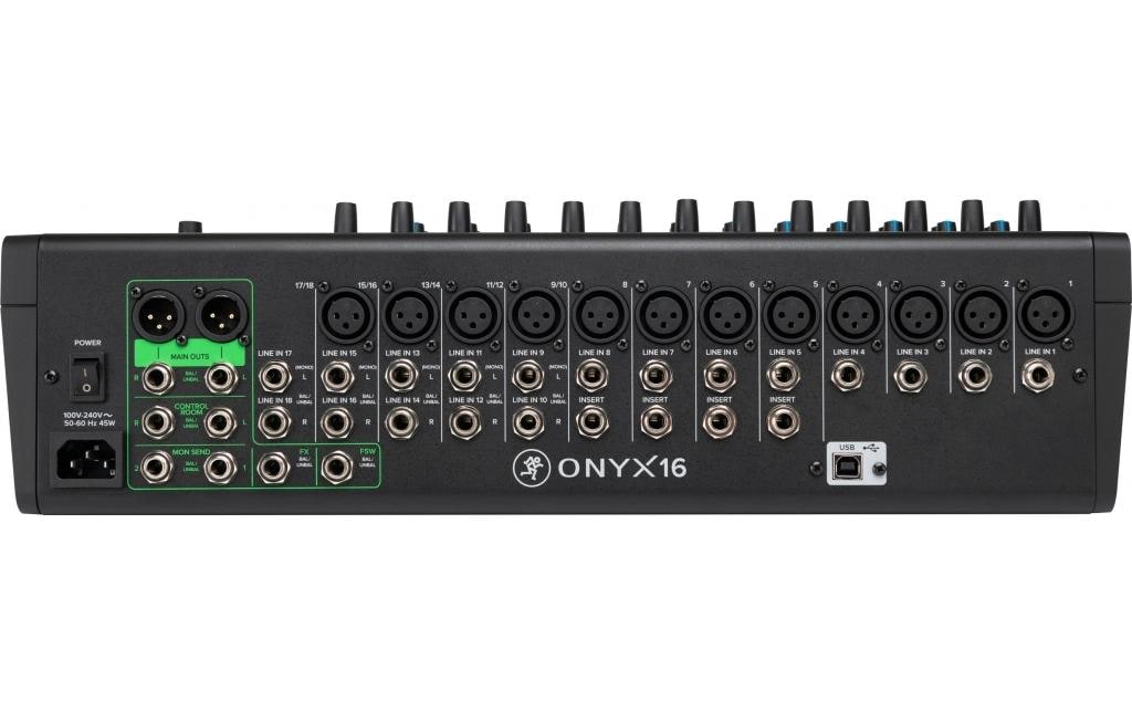 Mischpult ONYX16 18-Kanal<br>Analoges Mischpult mit USB-Multitrack-Recording, SD-Karte-Aufnahme/Wiedergabe und Bluetooth