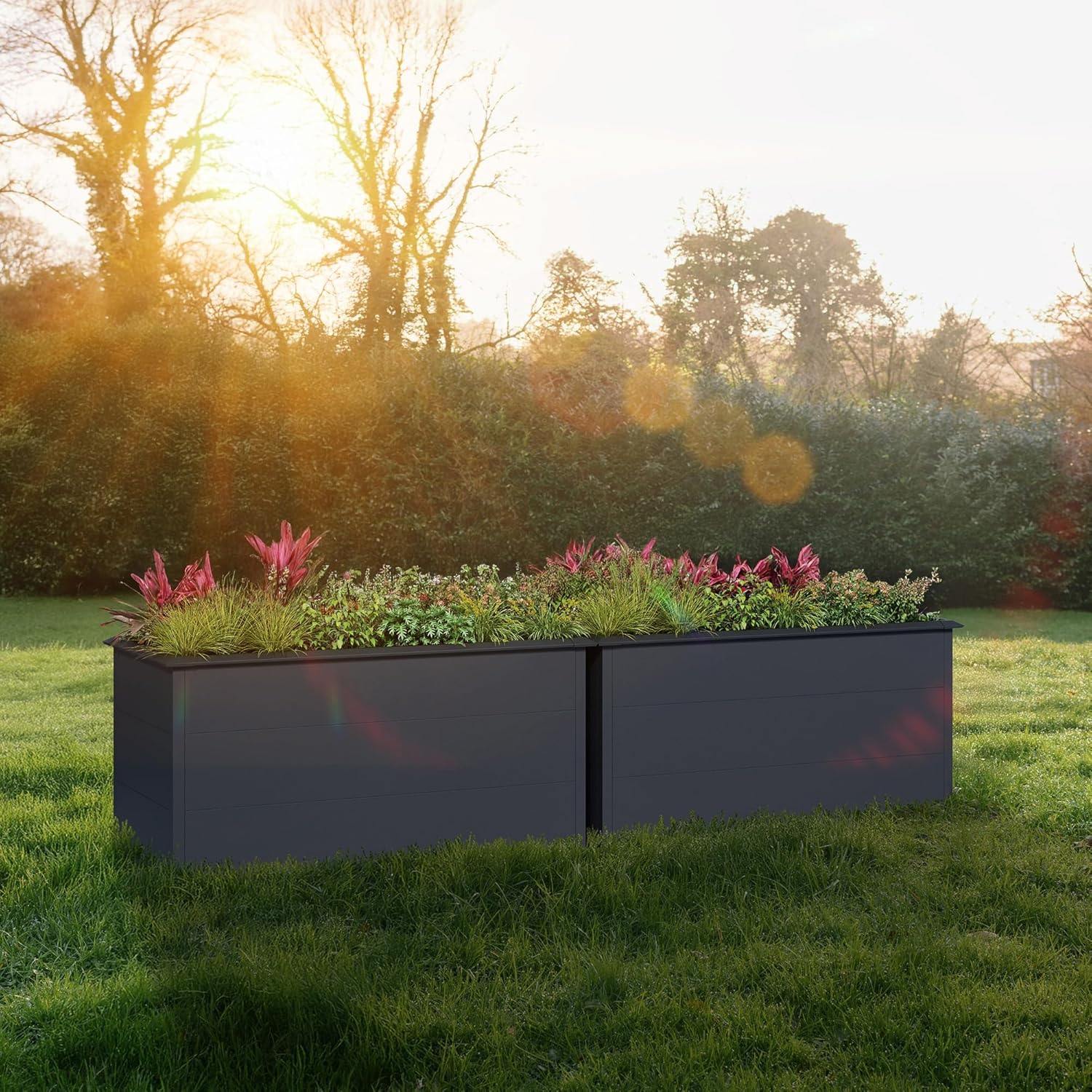 Zelsius Hochbeet für Garten, Terrasse oder Balkon Anthrazit RAL 7016 | 150 x 75 x 77 cm | Gemüsebeet, Blumenbeet, Pflanzbeet, Pflanzkasten, Blumenkasten, Gartenbeet