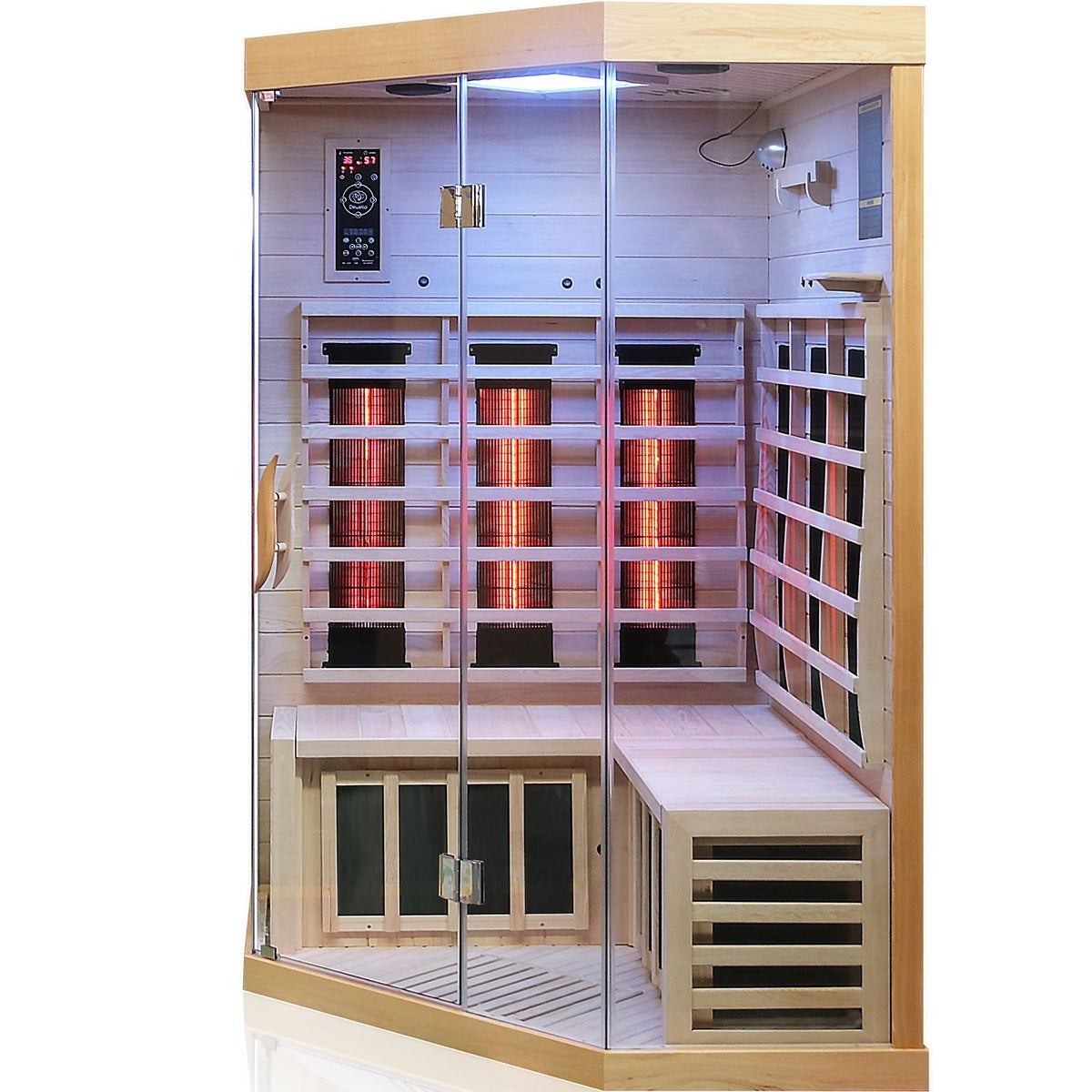 Dewello® Infraroodcabine Infraroodsauna BRANDON 120cm x 120cm incl. 6 full spectrum emitters, 3 koolstof emitters, 2 personen