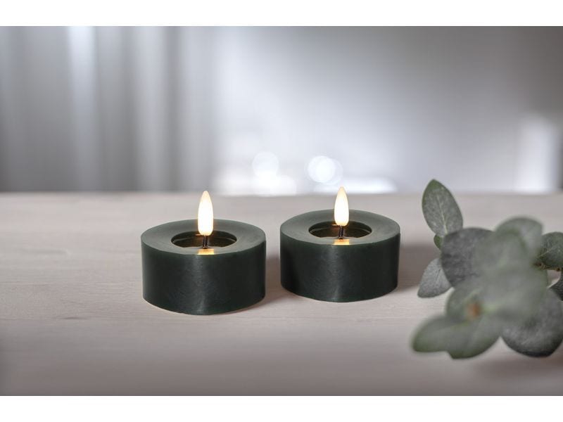 Star Trading LED Teelichter Set Flamme Flow 2 Pack, Grün Realistische Kerzenflamme für gemütliche Atmosphäre