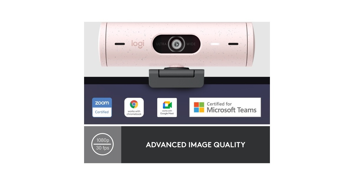 LogitechBrio 500 Full HD Webcam  (Roze/zwart, 1080p/30fps, 720p/60fps)