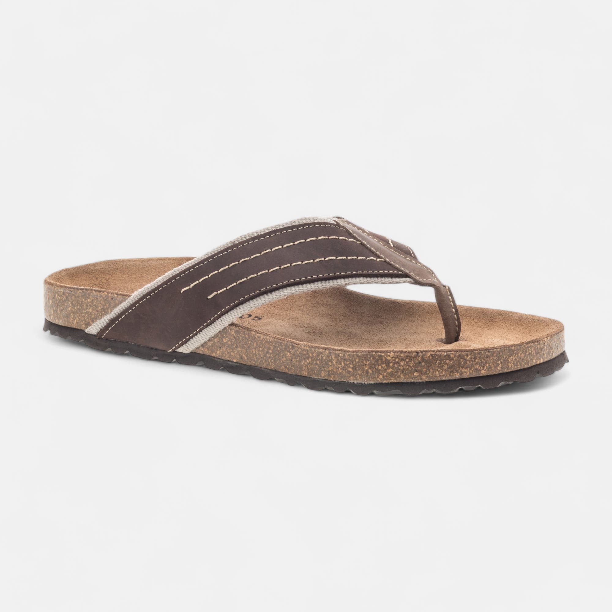 Mules semelle liège Homme en cuir marron