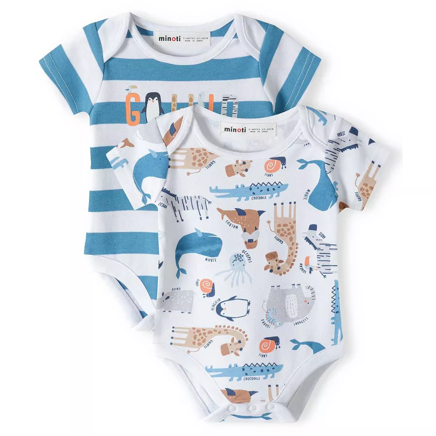 MINOTI 2er-Pack Bodys AquamarinWeiß