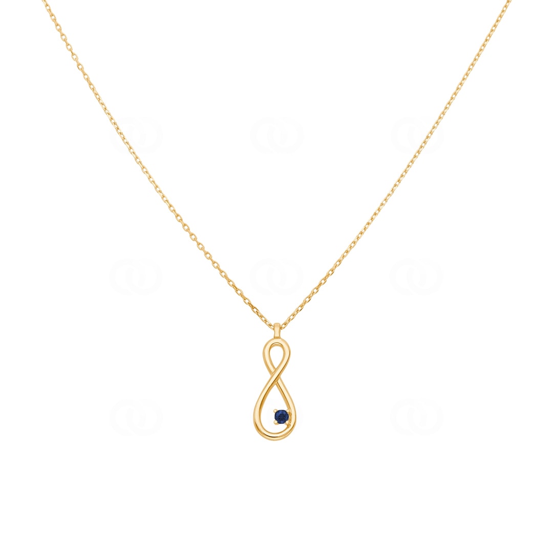 Collier mit Anhänger 750/18 K Gelbgold Infinity mit Saphir