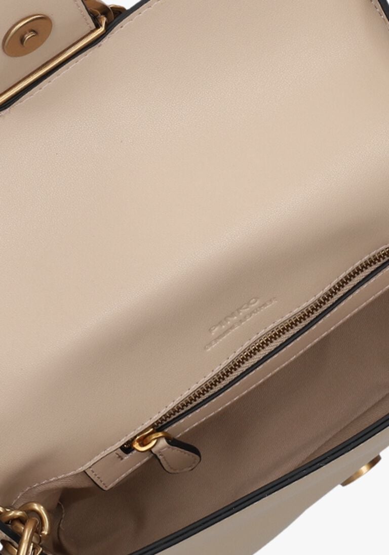 beige pinko schoudertas love one mini slouchy