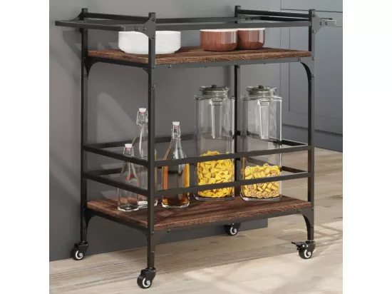 Chariot de cuisine chêne marron 82x40x78,5 cm bois d'ingénierie