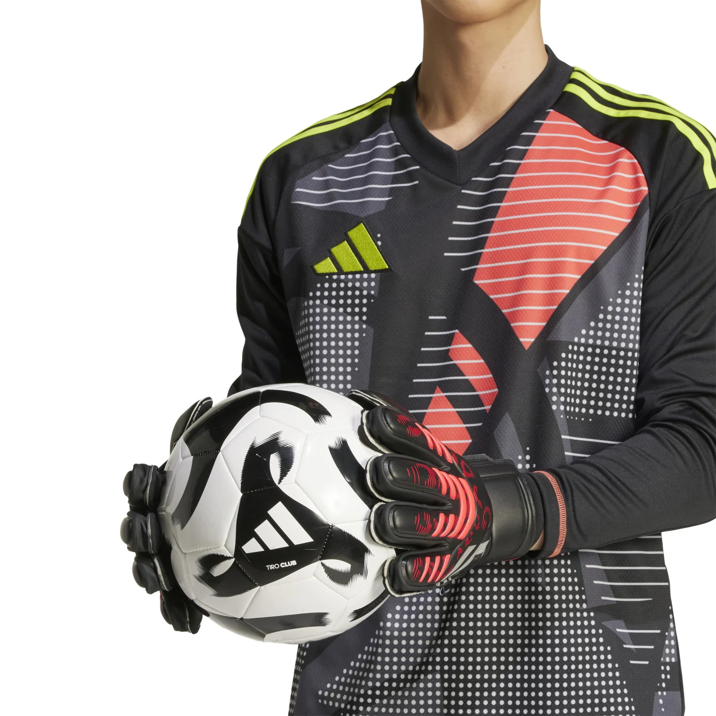 Adidas Predator Match Fingersave Keepershandschoenen Zwart Rood Grijs