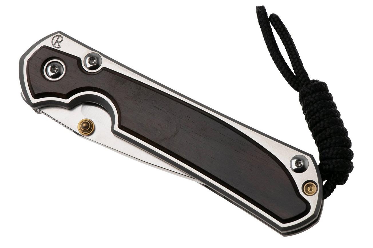 Chris Reeve Small Sebenza 31 S31-1636, Satin CPM MagnaCut, Polished Titanium, Macassar Ebony Inlay zakmes