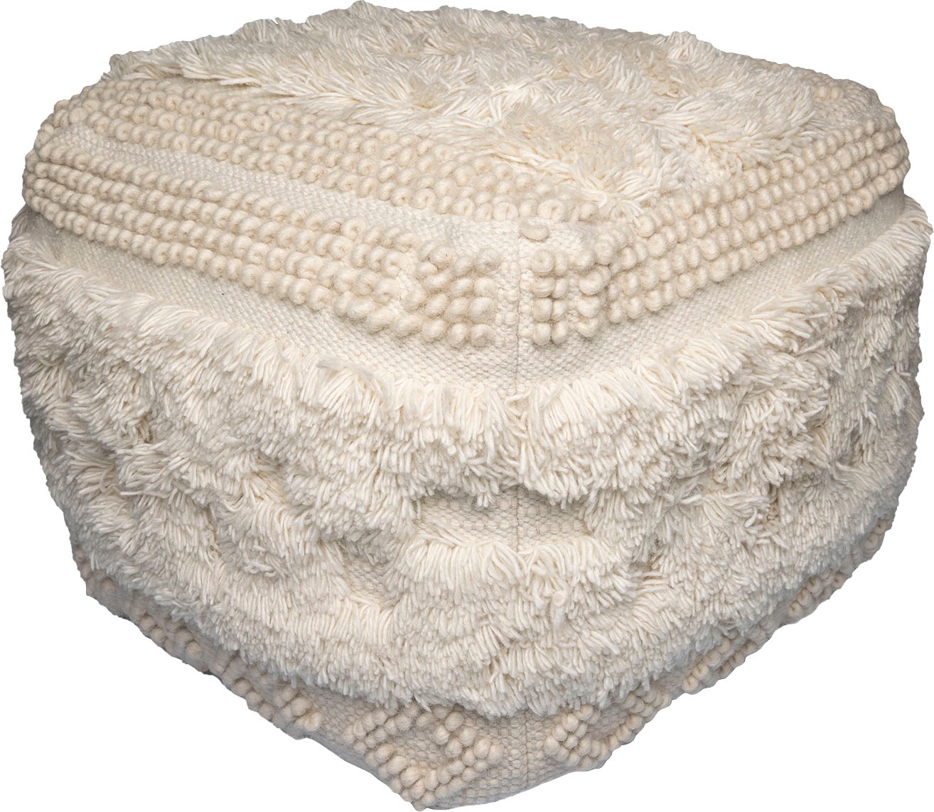 Kayoom Pouf »Bohist 125 50cm x 50cm,   Strukturen mit Fransen und Quasten« 1 Stk. tlg. handgefertigt, Unikat, sehr gut kombinierbar, vielfältig im Einsatz