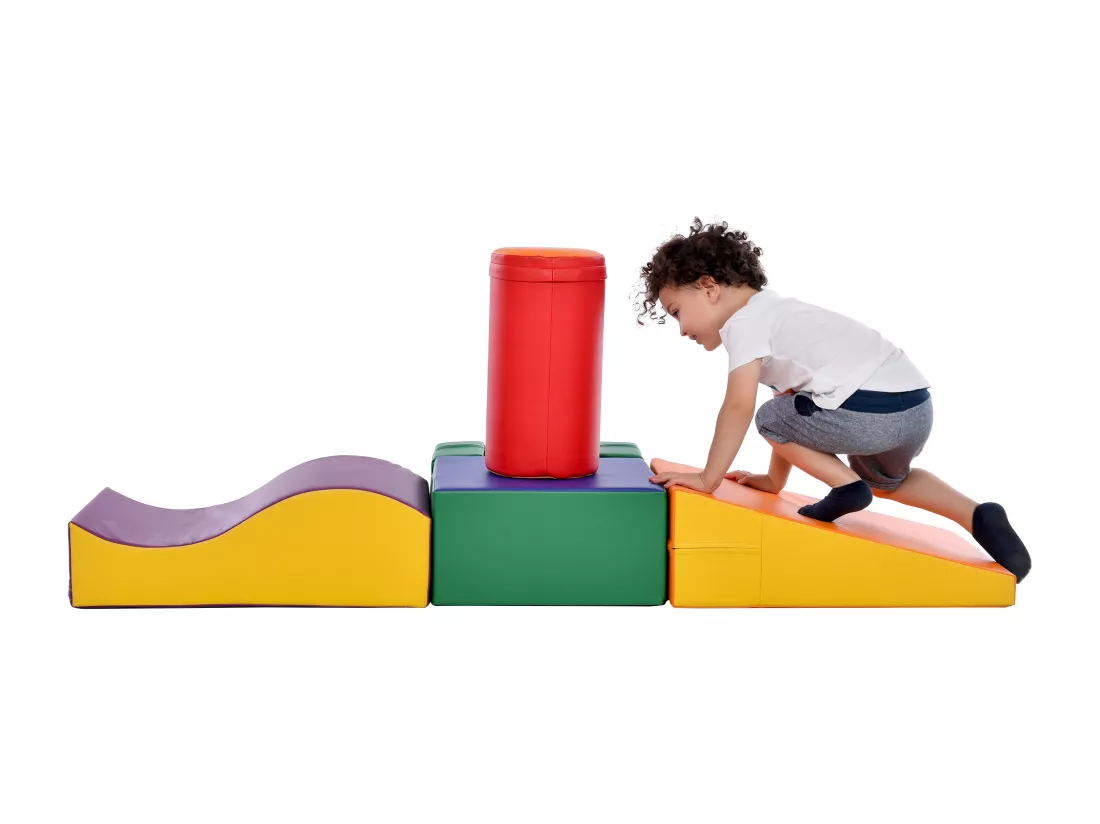 6 Pièces Aire de jeux Blocs De Construction Géants Souples , Modules Courir Et Grimper, PU - orange