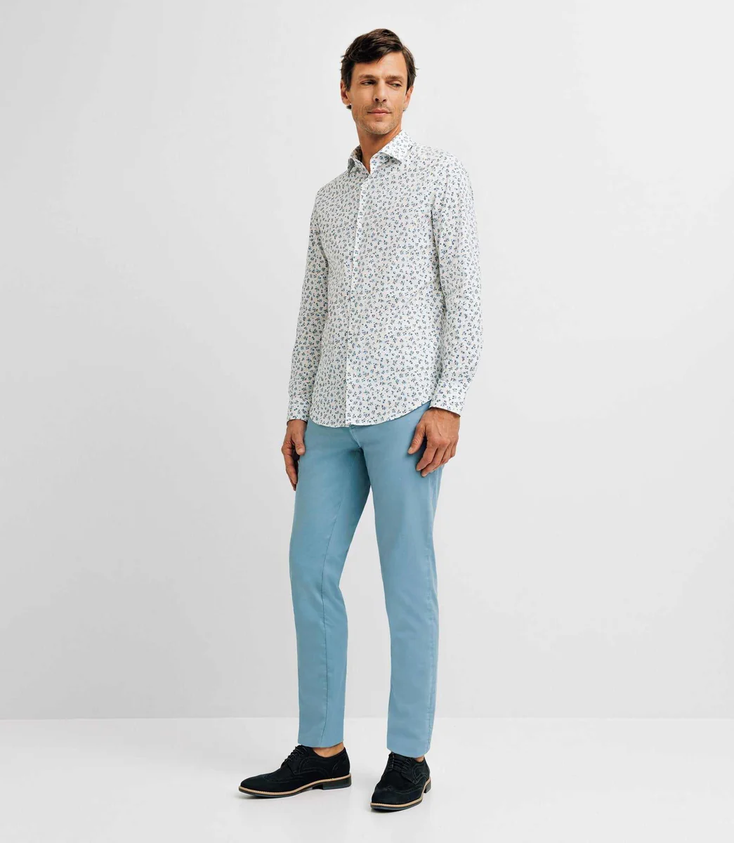 Chemise ville imprimée bleue