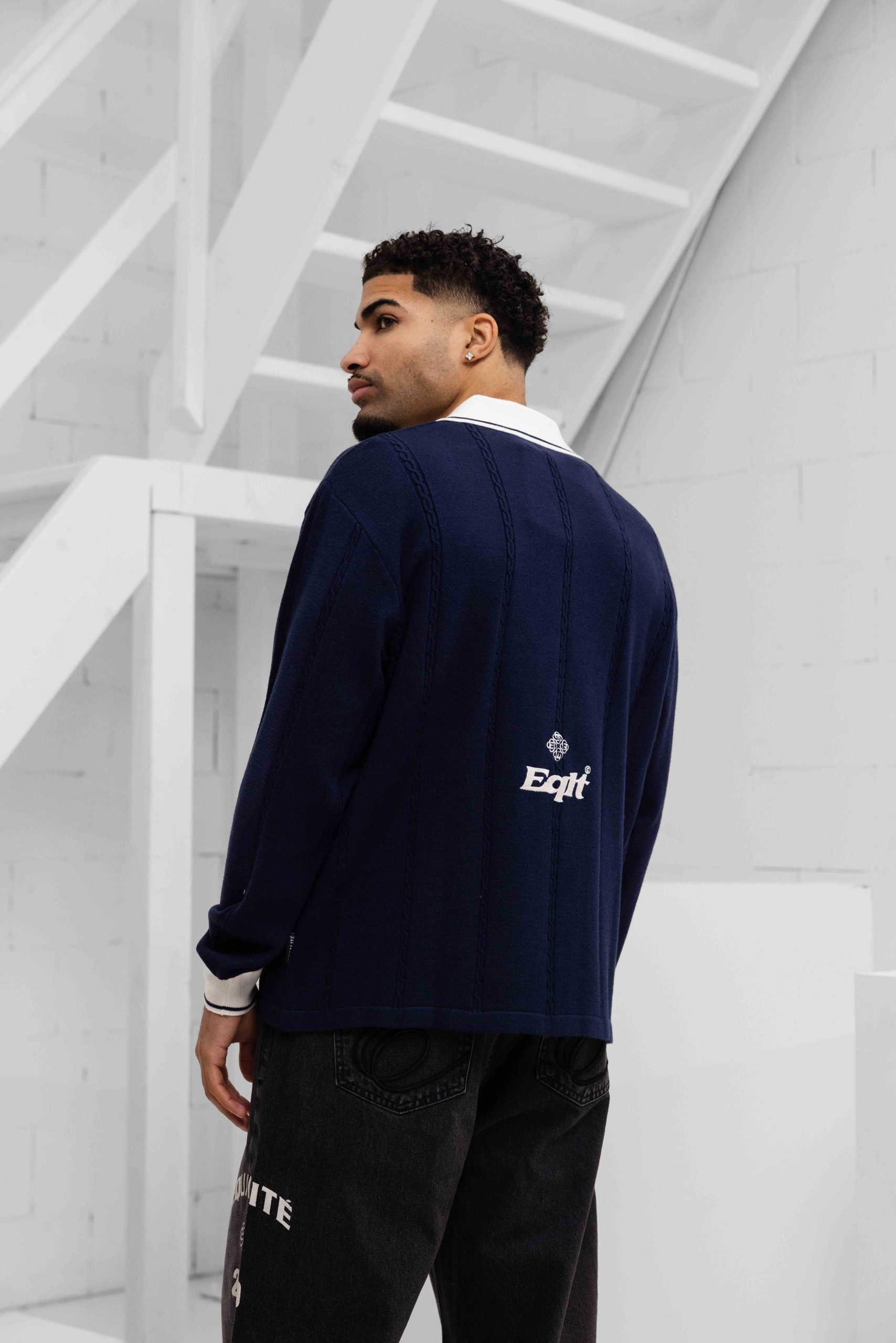 Equalité Knit Jersey Longsleeve Polo Heren Donkerblauw