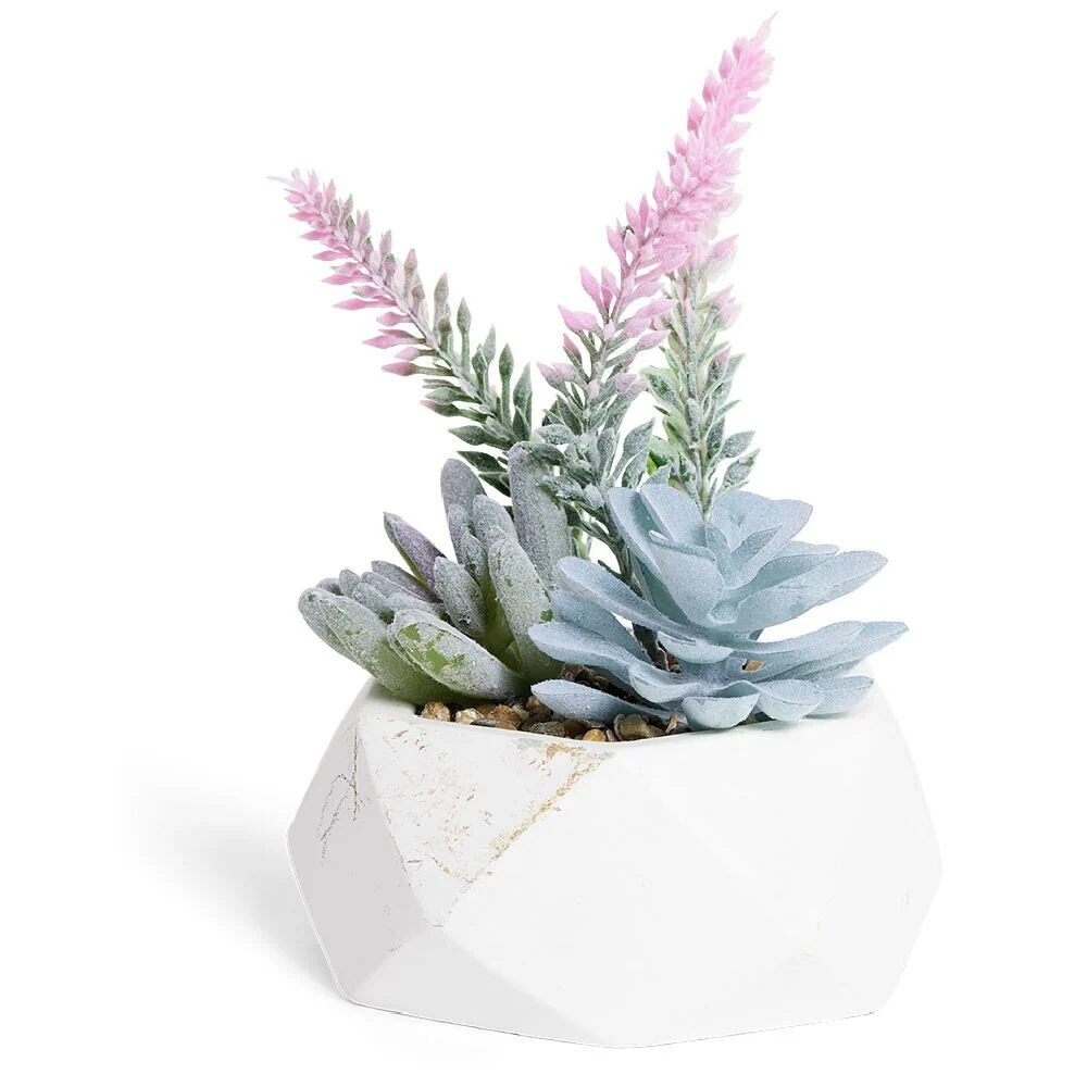 Plante artificielle pot ciment blanc Ø11,4xH11,5cm