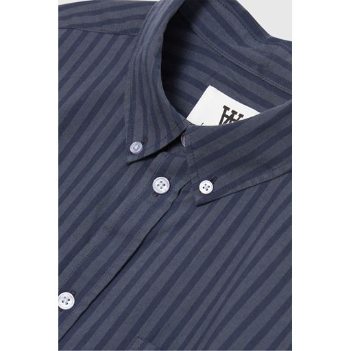 Wood Wood Day Striped AA Embroidery Skjorte, Blue Grey, XL