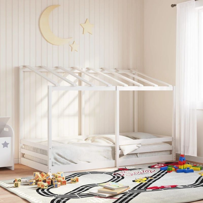 vidaXL Kinderbed - Massief Grenenhout - Wit - 90x200 cm