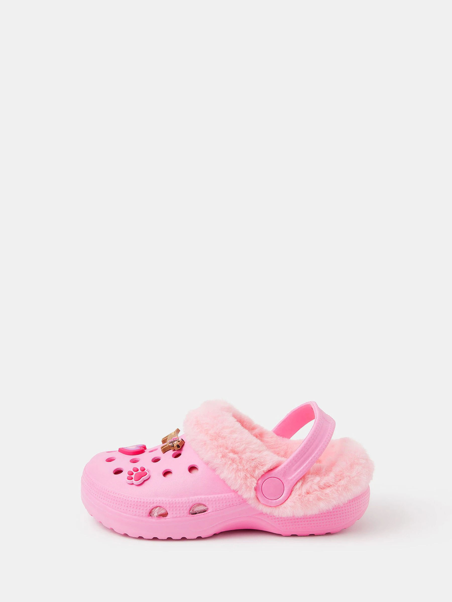 Angels By Accessorize Girls Dog Charm Faux Fur Lined Clogs