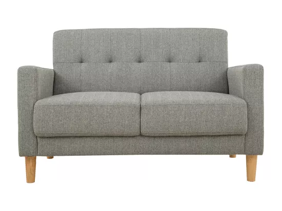 Canapé scandinave 2 places en tissu gris et bois clair MOON