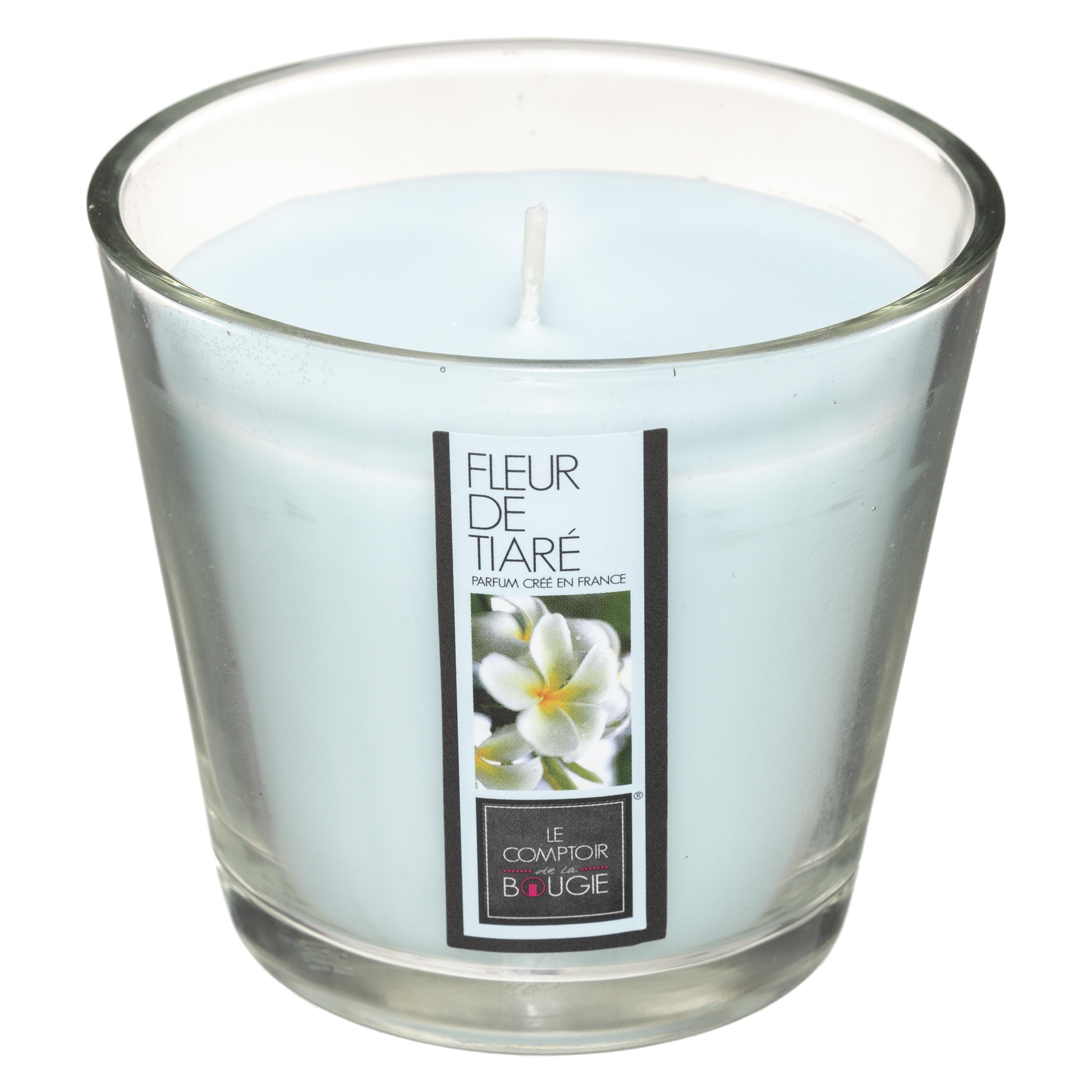BOUGIE PARFUMEE VERRE FLEUR TIARE NINA 190G