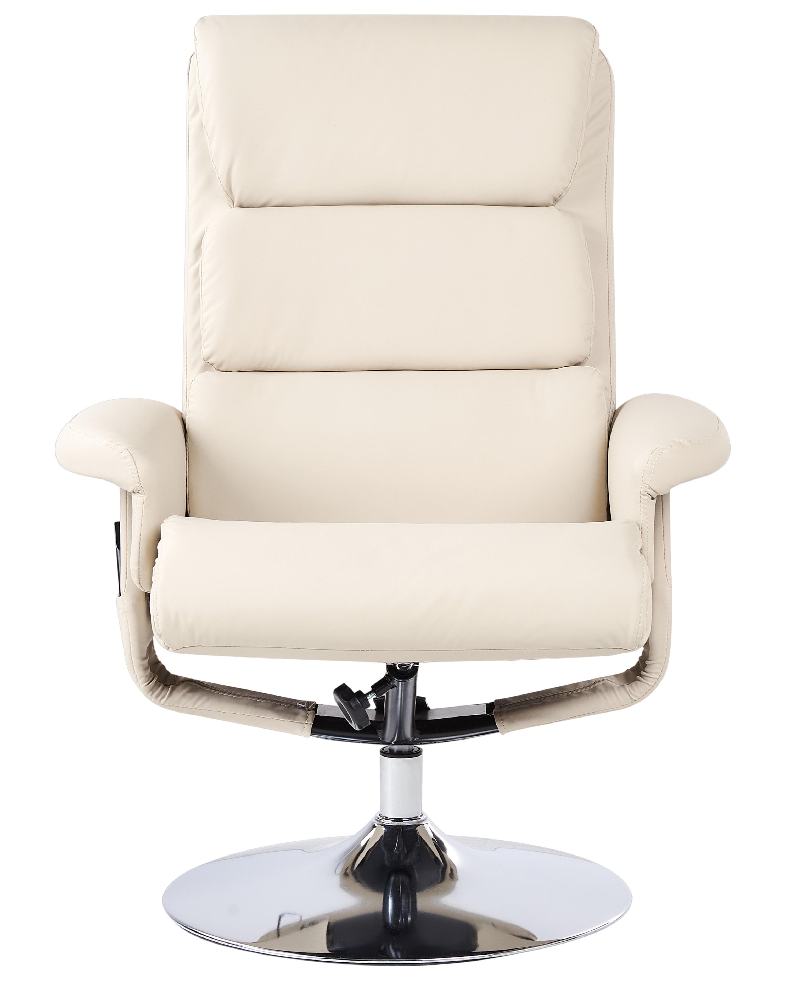 Massagestoel LEGEND met voetenbank Kunstleer Lichtbeige
