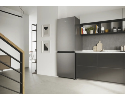 HAIER HDW1618CNPK koel-vriescombinatie, afmetingen (B x H x D): 59,5 x 185 x 65,8 cm, koelgedeelte: 222 l, vriesgedeelte: 119 l, zwart