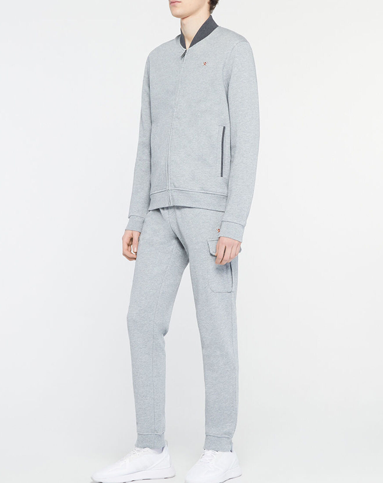 Hackett London Sweat zippé Cargo gris chiné