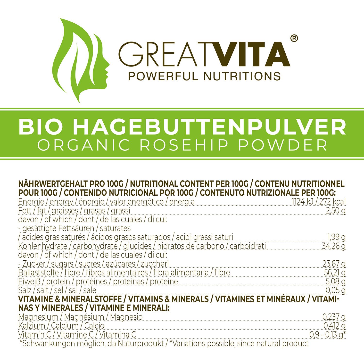 GreatVita Bio Hagebuttenpulver