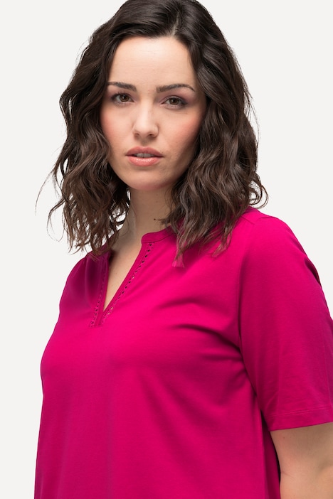 T-Shirt, Zierband, Tunika-Ausschnitt, Halbarm