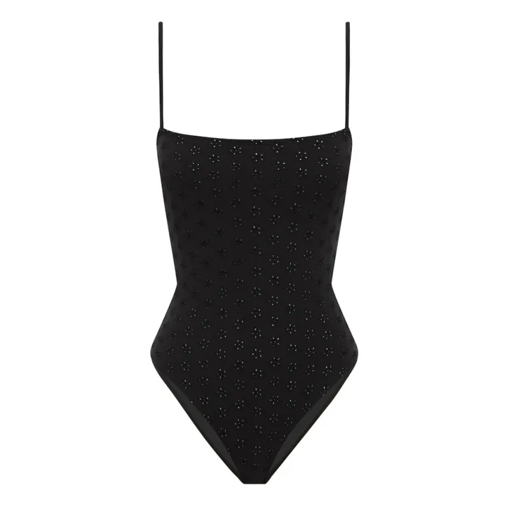 Peony Maillot 1 Pièce Broderie | Noir