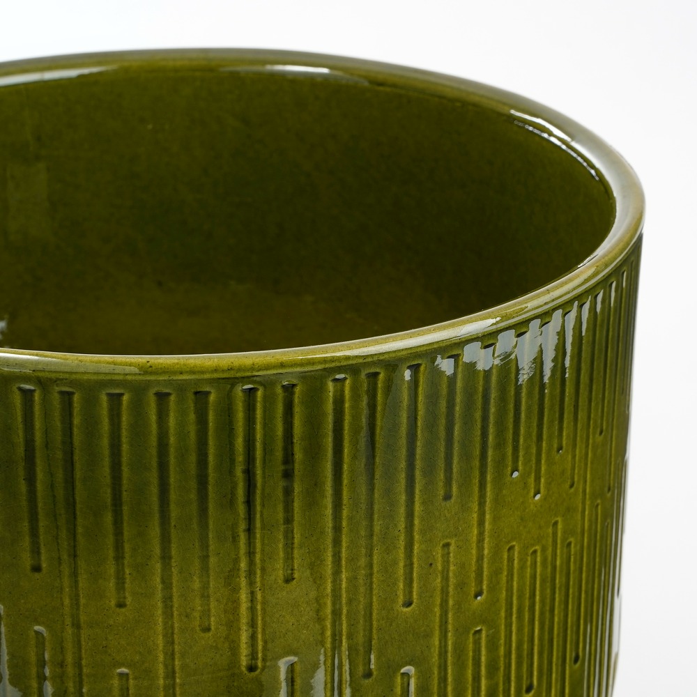 Mica decorations - cache-pot en terre cuite vert foncé d26
