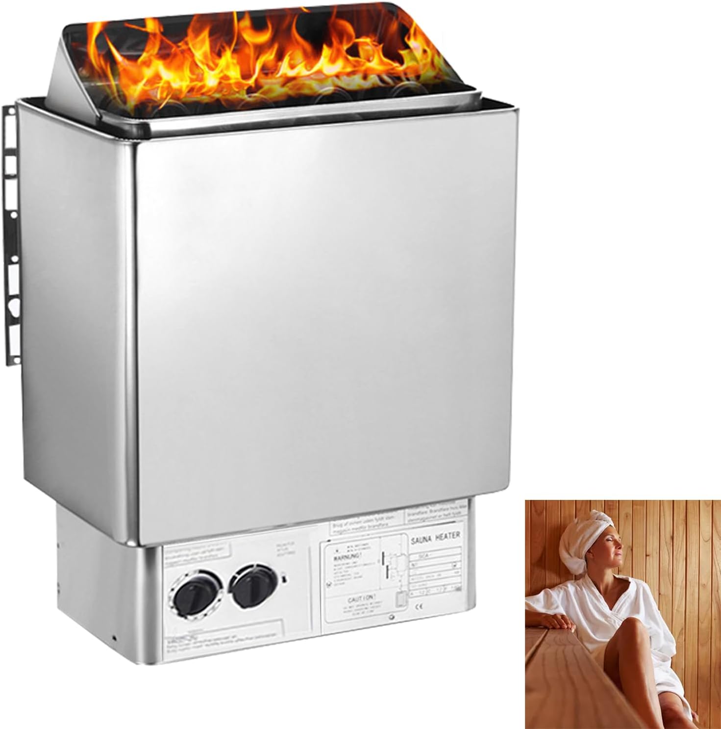 Elektrischer Saunaofen, 3 kW, 220 V tragbare Saunaheizung für drinnen & draußen, integrierte Steuerung für 2-4 m³, kommerzielle Hotel-Spa-Dusche, Edelstahl