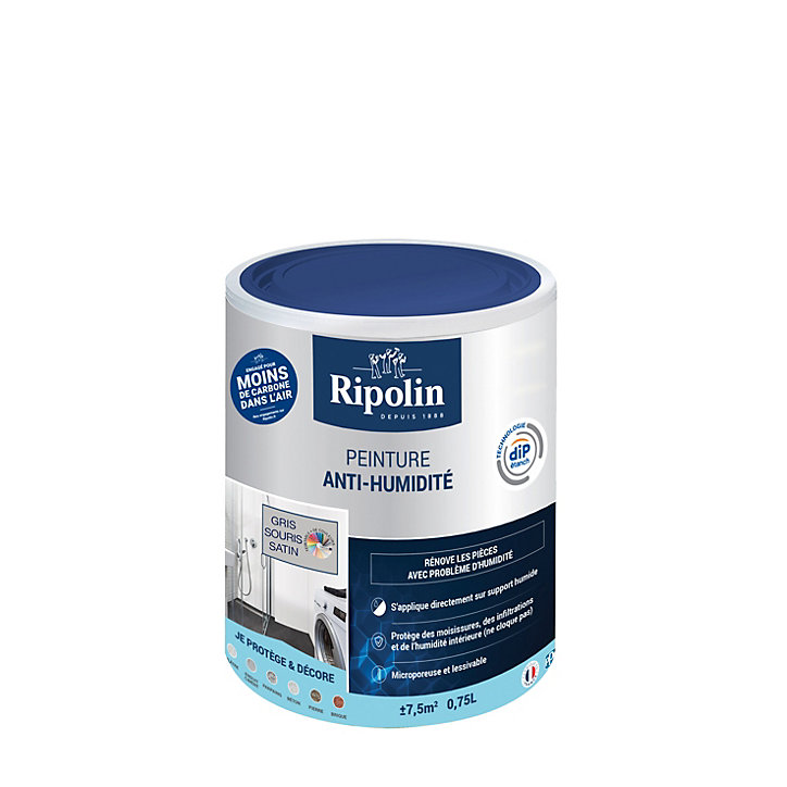 Peinture anti-humidité intérieur satin gris souris Ripolin 0,75L