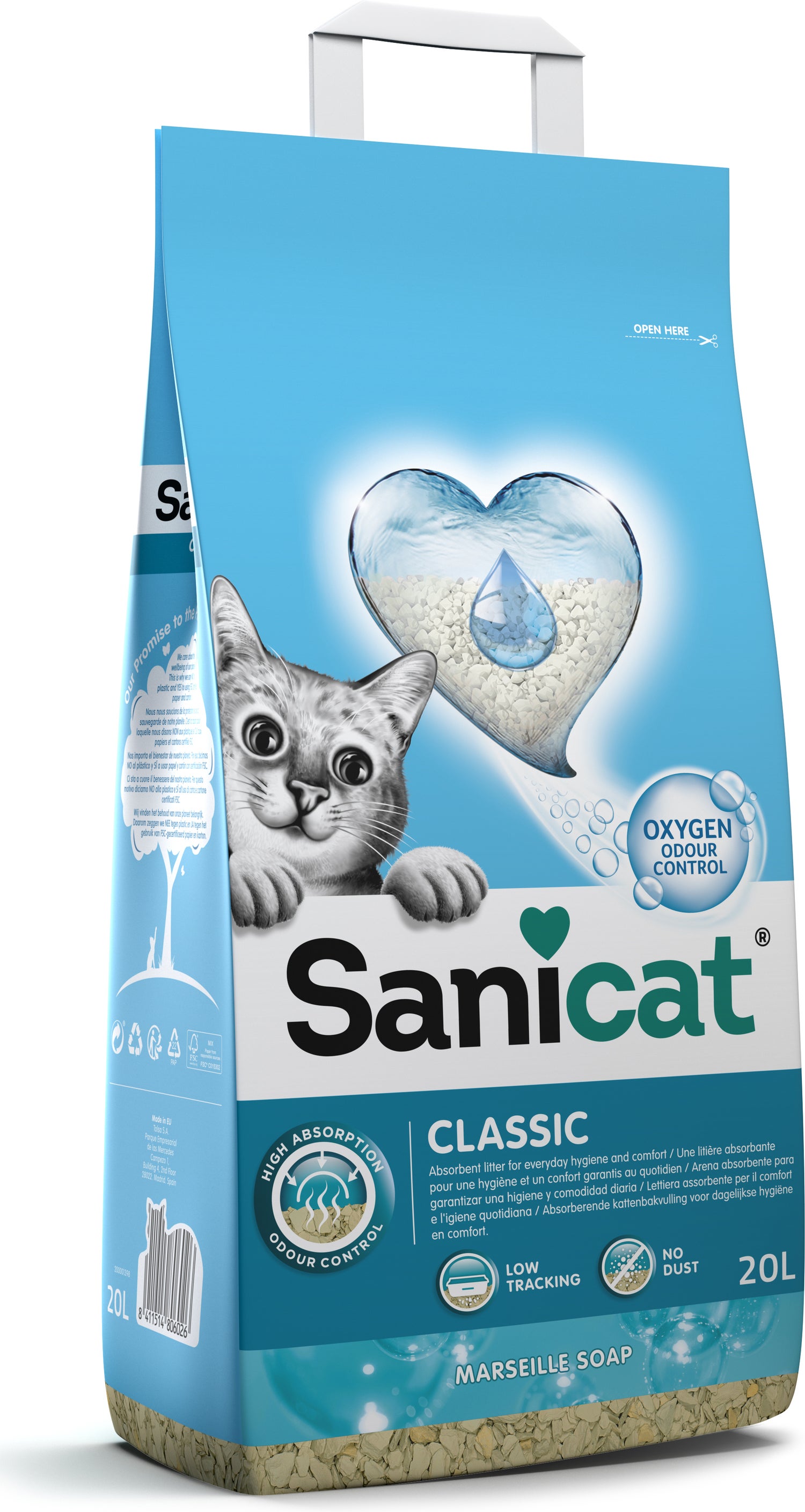 Sanicat kattenbakvulling Classic Marseille 20 L