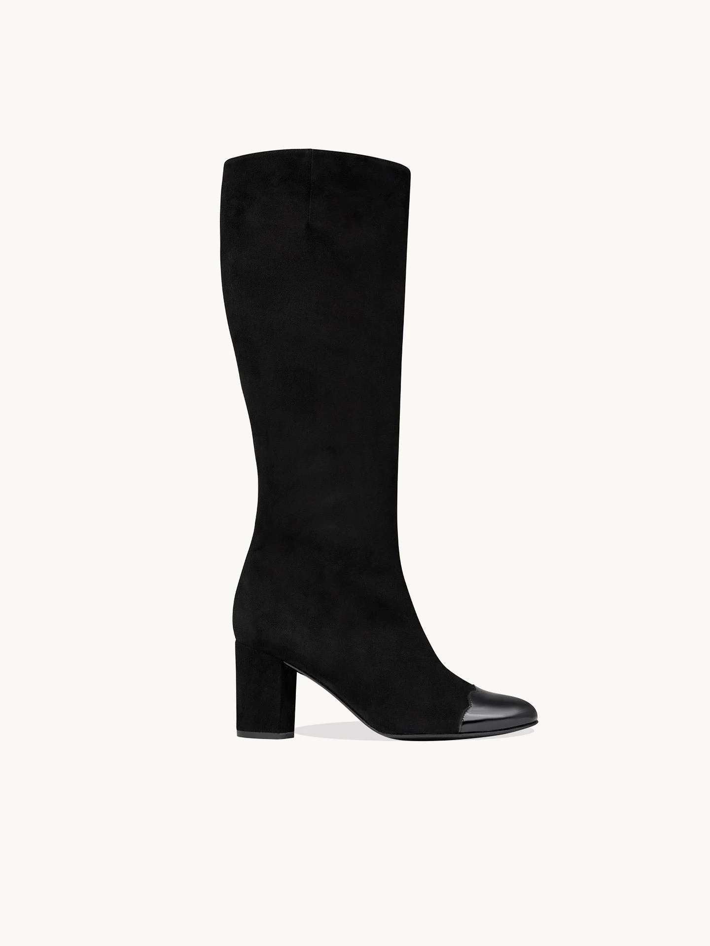 FREYA SUEDE BLACK - Bottes à talon en cuir velours | Noir