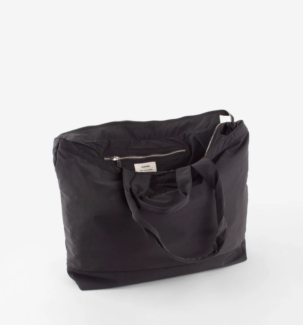 SAC SHOPPING NYLON BRODÉ Sac shopping pour femme NEGRO