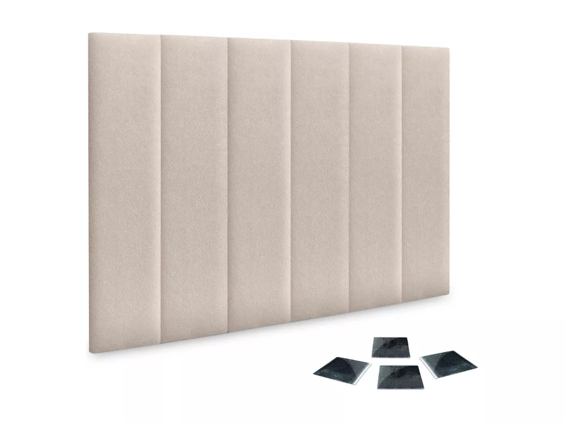 DHOME Lot de 6 Panneaux Rembourrés en Tissu Aqualine Autocollants pour Mur Acoustiques Absorbants Protection contre les Chocs (Beige, 60x30cm, x6)