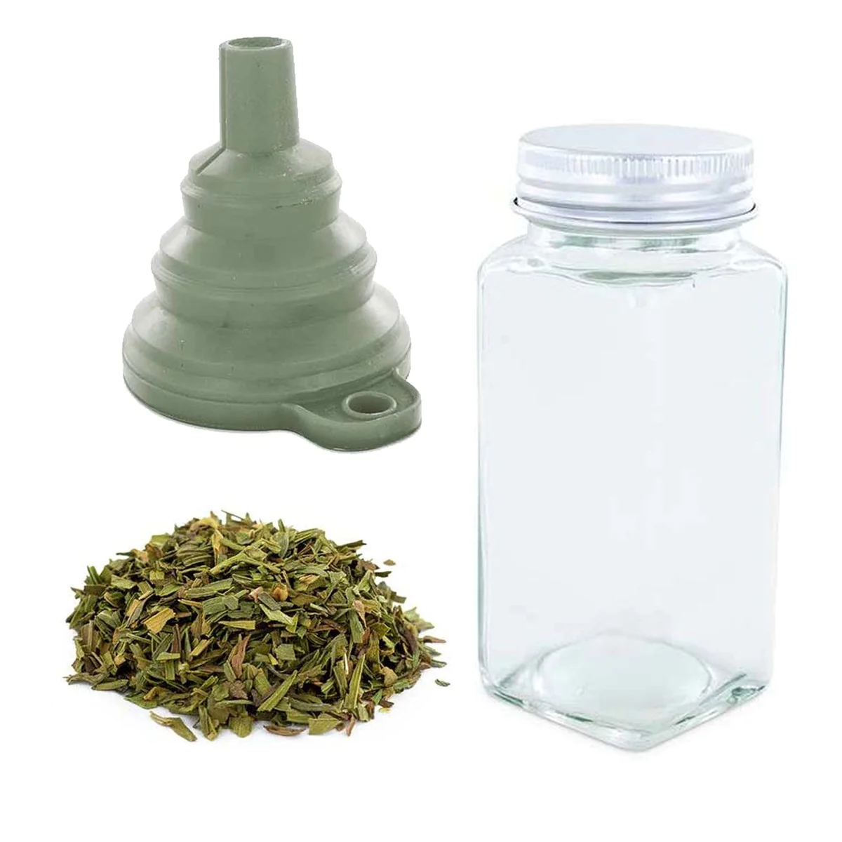 Flacon à épices poudreur + entonnoir + estragon bio 20 g Aromandise