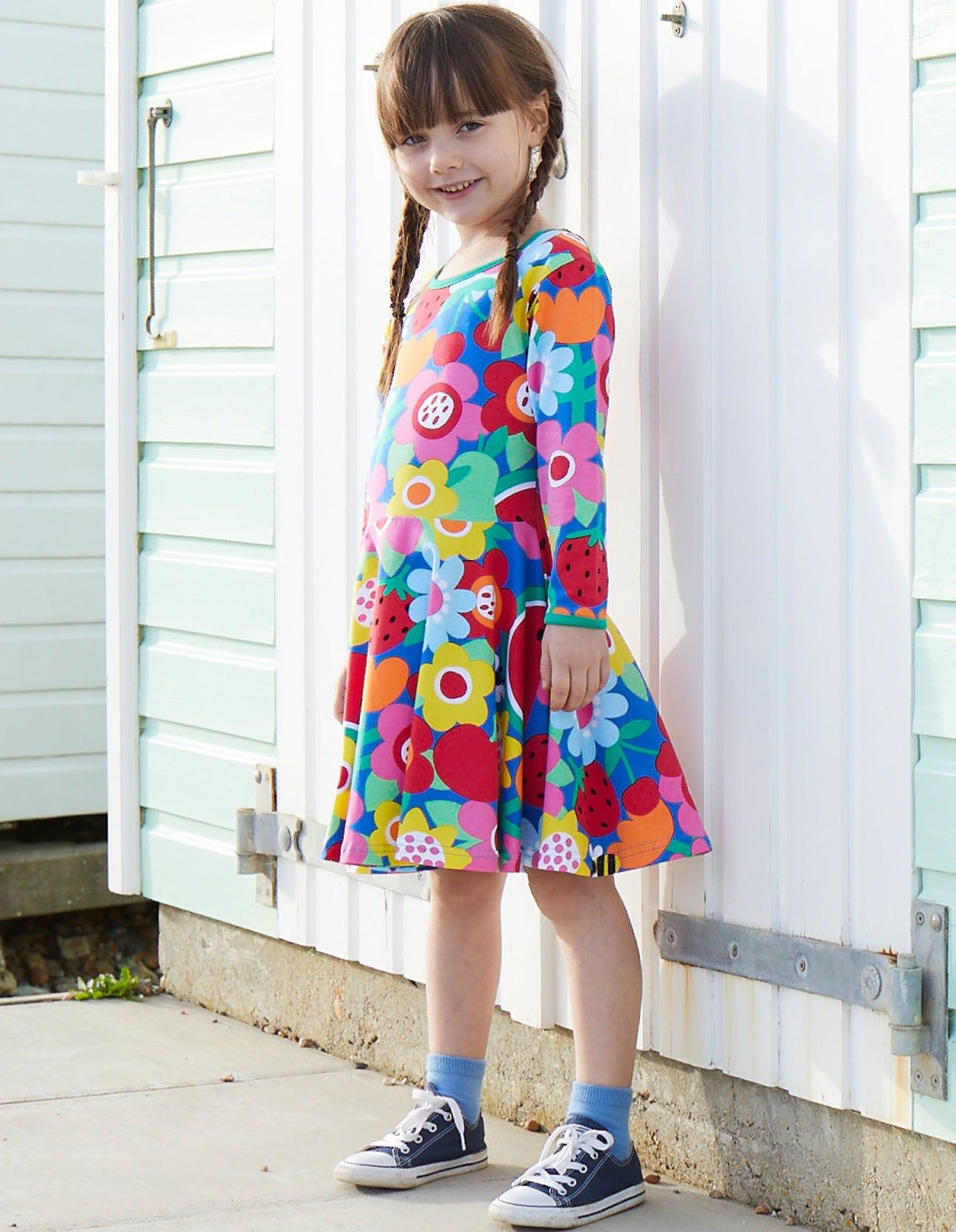 Toby Tiger Kleid, langärmlig mit Obstblumenprint