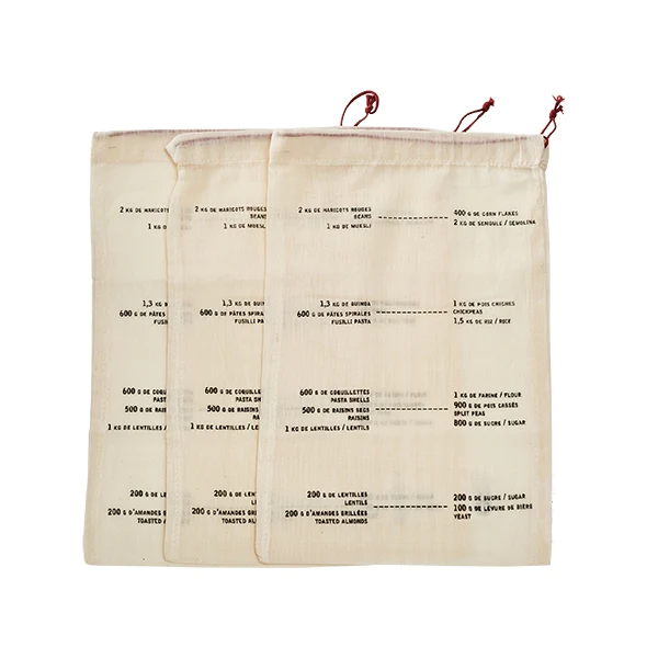 Set de 3 sacs coton gradués Elicuisine