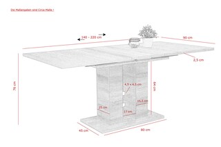 Tisch Helena II Sonoma Eiche Nachbildung 140 (220) x 76 x 90 cm