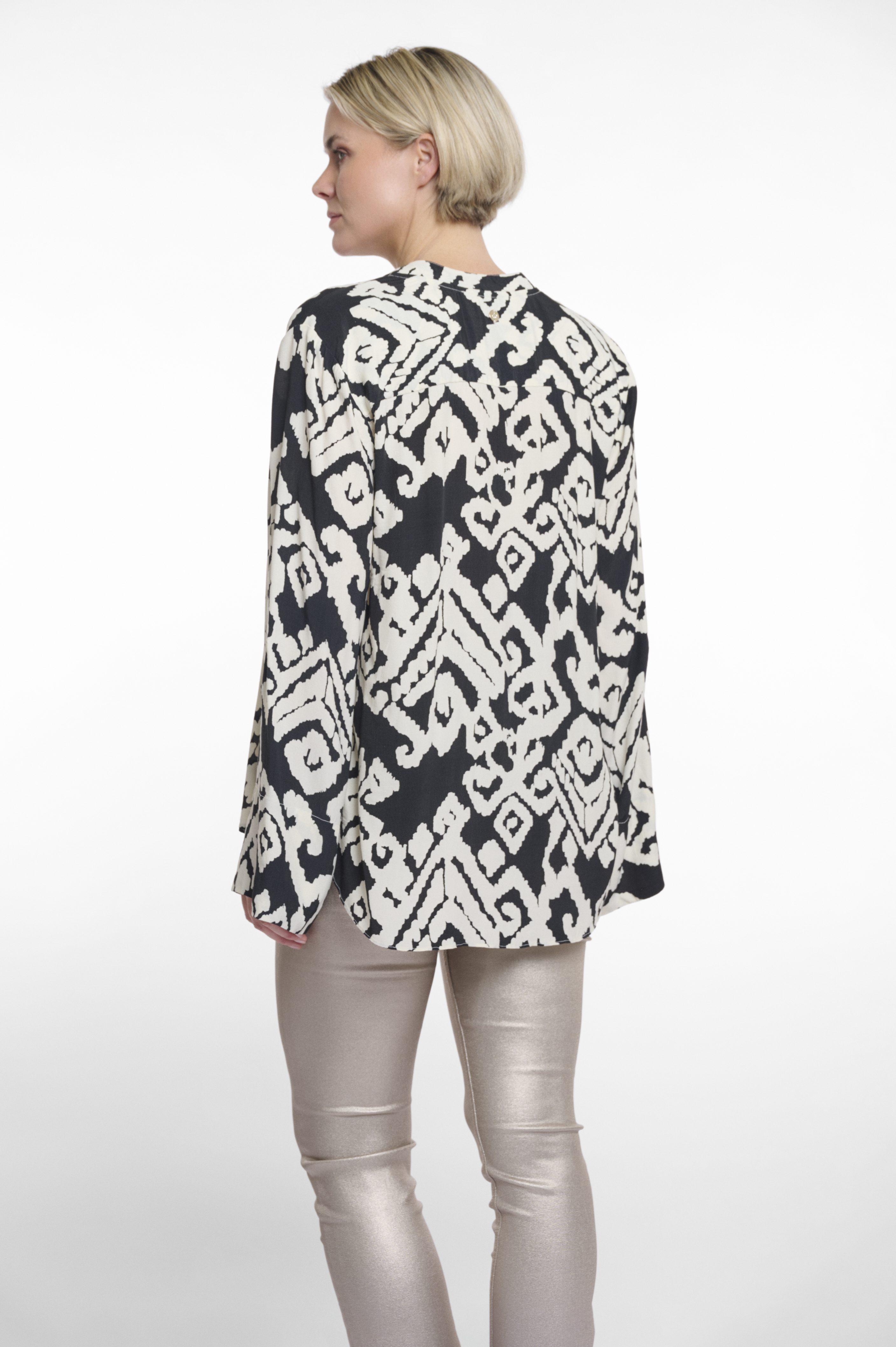Rino & Pelle - Shirley Long Sleeve Blouse - Birch Black Ikat