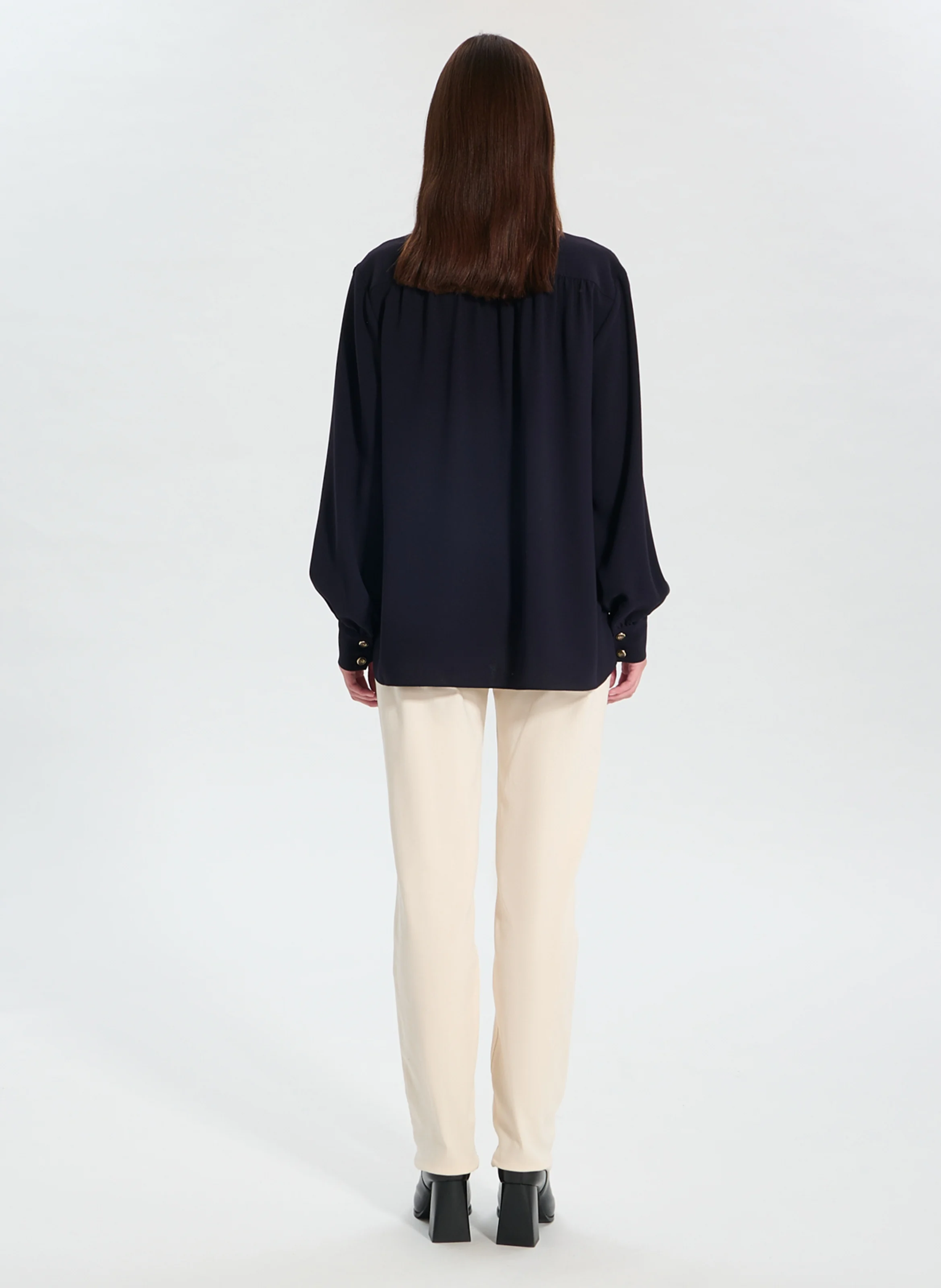 TIBERINA - Chemise col tunisien| Bleu