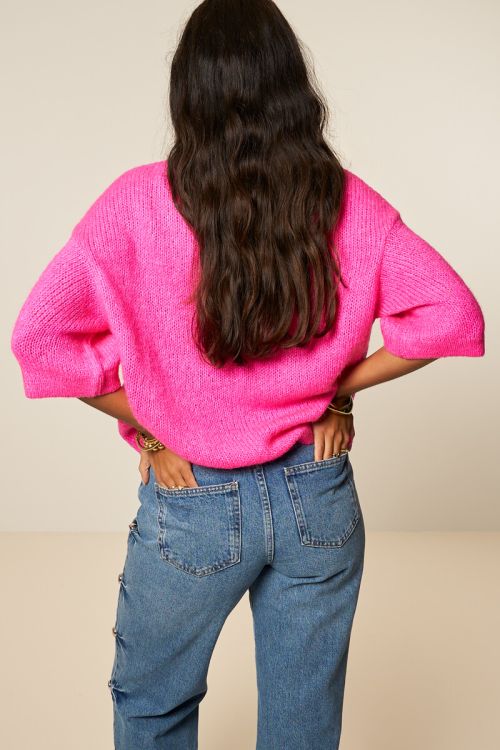 Roze oversized trui met korte mouwen
