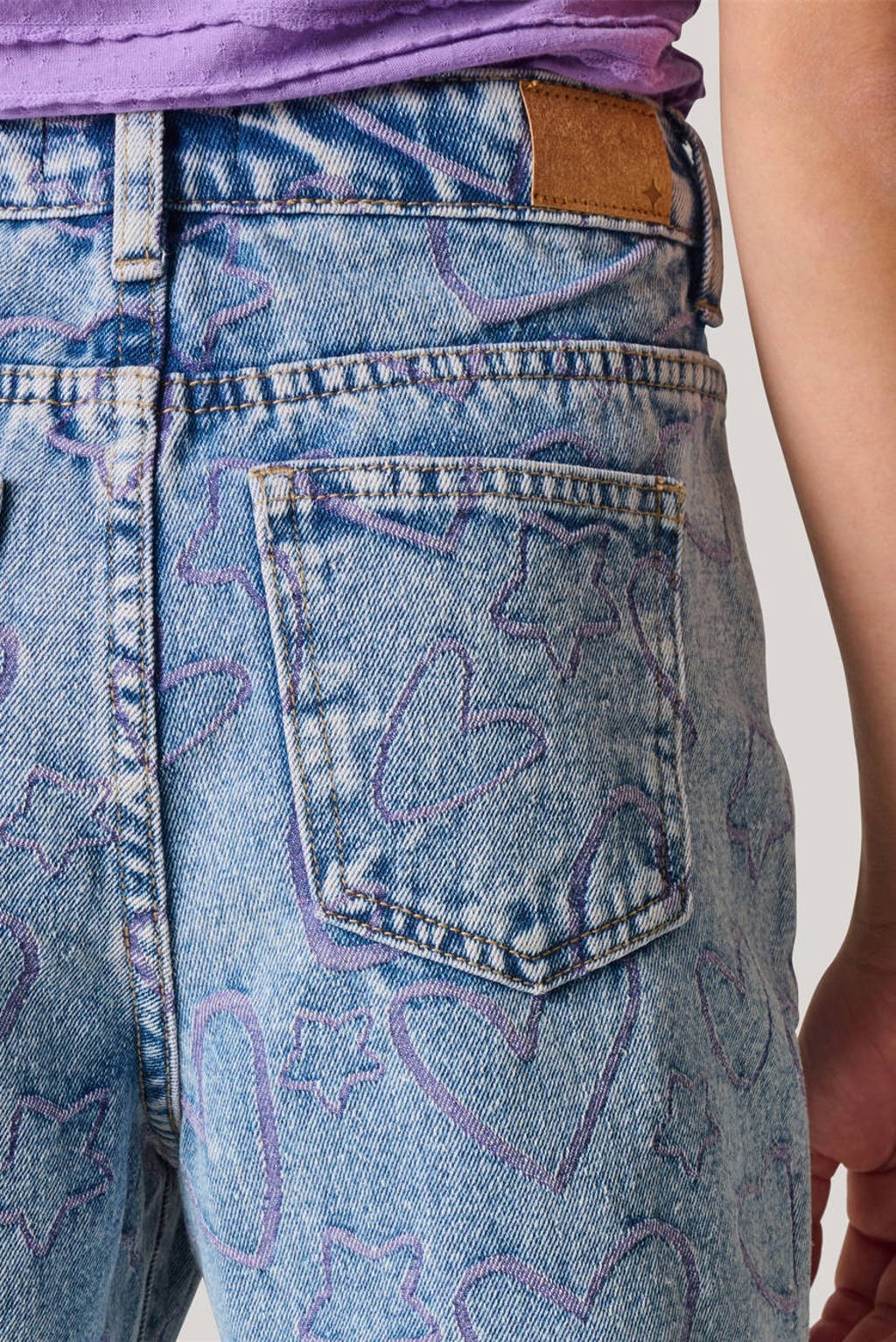 Shoeby mom jeans met hartjes blue denim